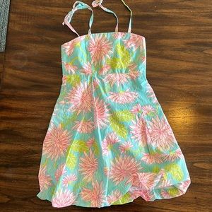 Lilly Pulitzer bubble dress with tie straps blue pink green girls size 8